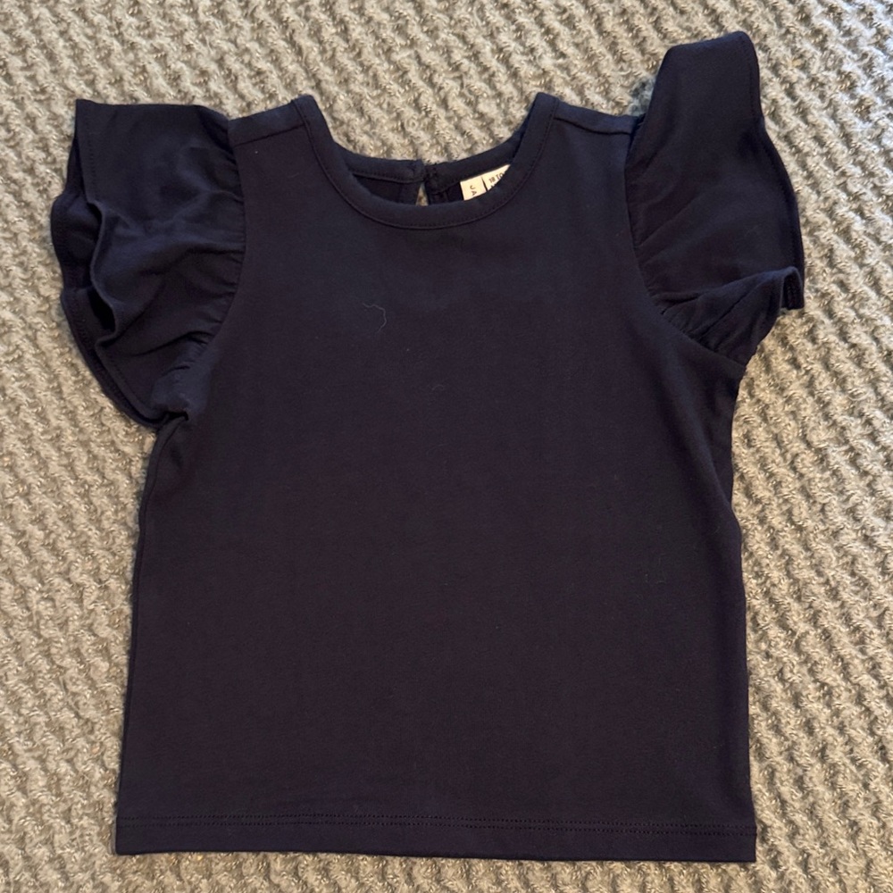 NWT Janie and Jack Ruffle Sleeve Jersey Top in Merchant Marine